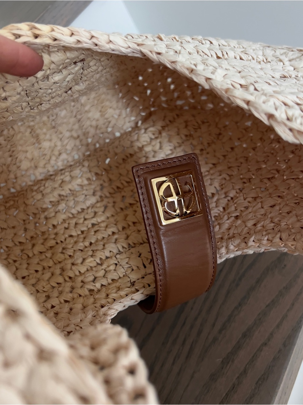 Anine Bing Raffia Lou Shoulder Bag Monogram NWT - Picture 9 of 11